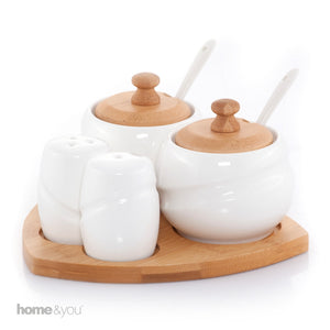 CLASSIC BOWLS WITH SPOONS AND SALT/PEPPER SHAKER SET